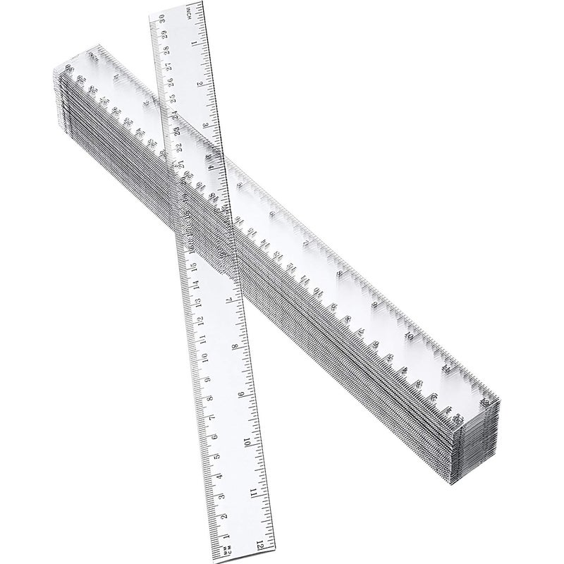 إي بوت Eboot 50 حزمة مساطر 12 بوصة أداة قياس مسطرة بلاستيكية شفافة للأطفال والطلاب والمكاتب المدرسية - Image 1